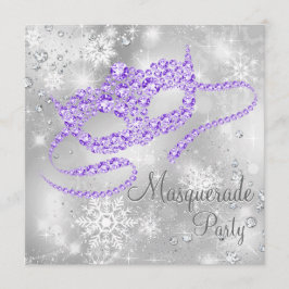 Convites Festa de Máscaras Floco de Neve Roxo
