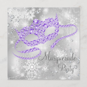 Convites Festa de Máscaras Floco de Neve Roxo
