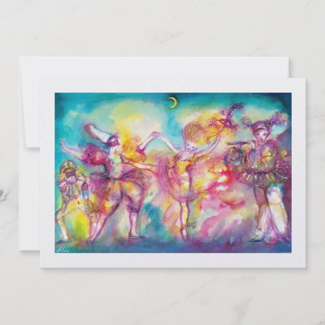 Convites FESTA DE MÁSCARAS, gelo branco metálico (Frente)