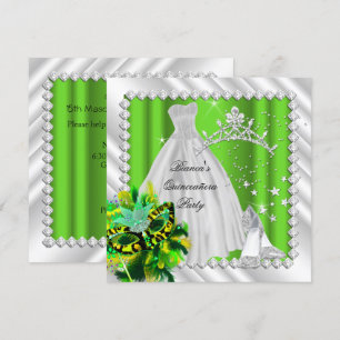 Convites Festa de Máscaras Lime Green Quinceanera 15 Anos