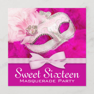Convites Festa de Máscaras Pretty Hot Pink