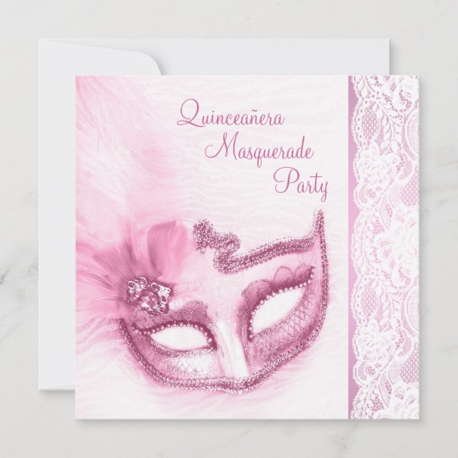 Convites Festa de Máscaras Rosa Bonito (Frente)