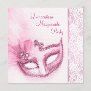 Convites Festa de Máscaras Rosa Bonito