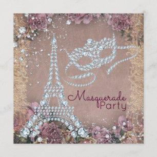 Convites Festa de Máscaras Vintage Paris