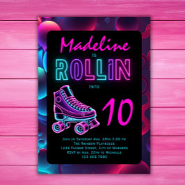 Convites Festa de Meninas de Patinação no Gelo Neon Glow An