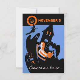 Convites Festa de Mistério Assombrada Vintage com Texto Per