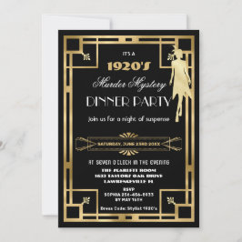 Convites Festa de Mistério de Assassinato Art Deco Gatsby R