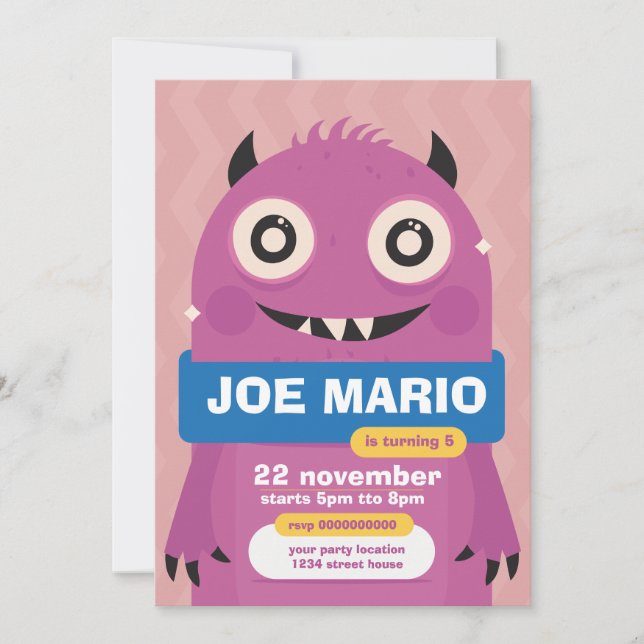 Convites Festa de Monstros Fofinhos e Amigáveis para Crianç (Frente)