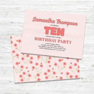 Convites Festa de Namorada Rosa Floral Décima Modelo