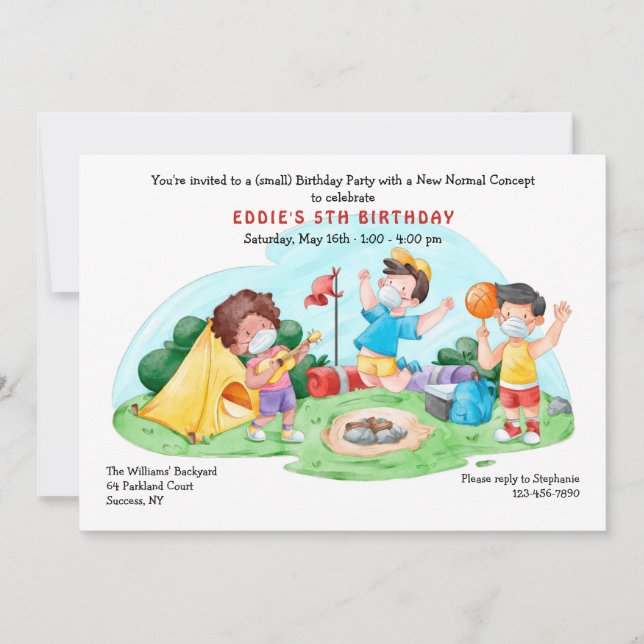 Convites Festa de Nascimento ao Ar Livre da Nova Normalidad (Frente)