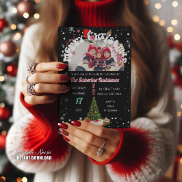 Convites Festa de Natal Alegre Moderno Preto Graffiti Foto