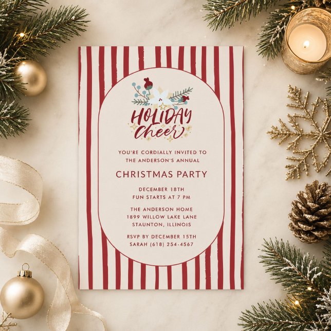 Convites Festa de Natal Alegria de Natal  (Holiday Cheer Christmas Holiday Party Invitation)