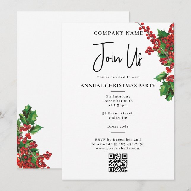 Convites Festa de Natal Anual da Sede da Empresa (Frente/Verso)