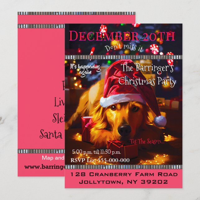 Convites Festa de Natal Anual do Bow Wow Big Santa (Frente/Verso)