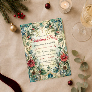 Convites Festa de Natal Art Nouveau Elegante