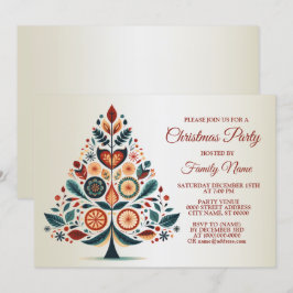 Convites Festa de Natal Árvore Colorida Escandinávia Arte F