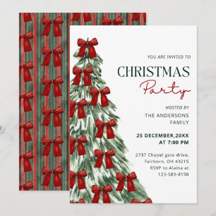 Convites Festa de Natal Árvore de Natal com Laço Vermelho e