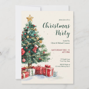 Convites Festa de Natal Árvore de Natal em Aquarela