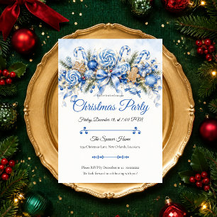 Convites Festa de Natal Azul Caprichosa