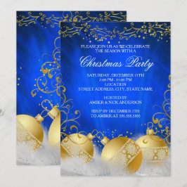 Convites Festa de Natal Azul Royal Dourado Branco
