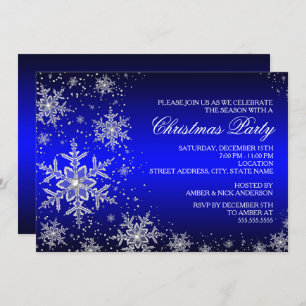 Convites Festa de Natal Azul Sparkle Snowflake Convide