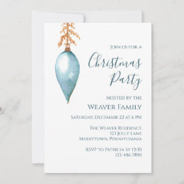 Convites Festa de Natal Bauble da Cor Azul Moderna