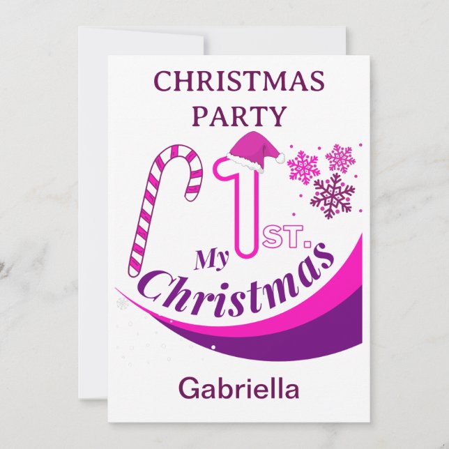 Convites Festa de Natal Bebê "Meu Natal de 1rua" (Frente)