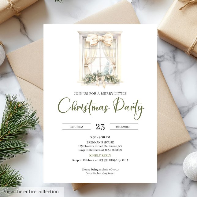Convites Festa de Natal Beige Sage Neutro Caprichoso (Whimsical Neutral Sage Beige Christmas Party)