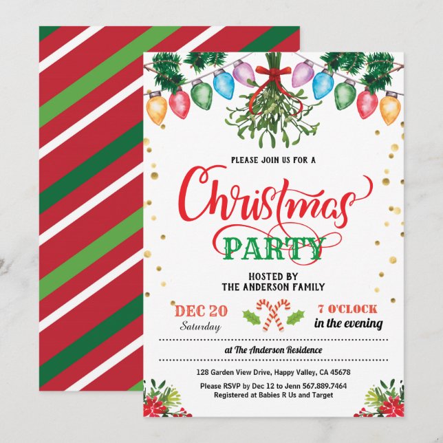 Convites Festa de Natal beija com condecoração (Frente/Verso)