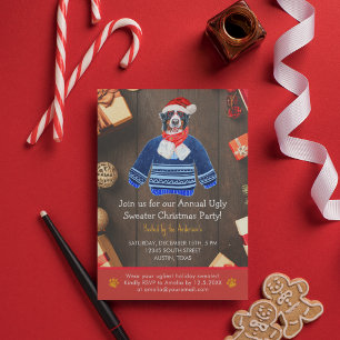 Convites Festa de Natal Bernese Dog Ugly Sweater