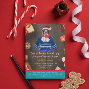Convites Festa de Natal Bernese Dog Ugly Sweater