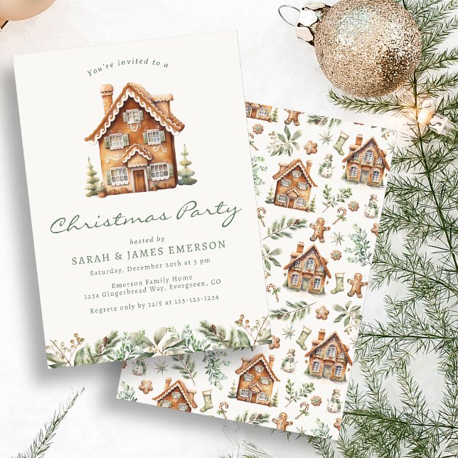 Convites Festa de Natal Biscoito de Gengibre (Christmas Party Gingerbread Invitation
)