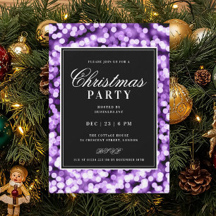 Convites Festa de Natal Black & Purple Glam Lights