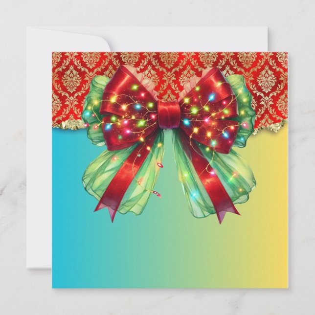 Convites Festa de Natal Bling Festivo Feliz Xmas Ligh (Frente)