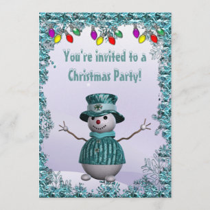 Convites Festa de Natal Blue Snowman