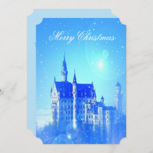 Convites Festa de Natal Blue Winter Castle Snowflakes