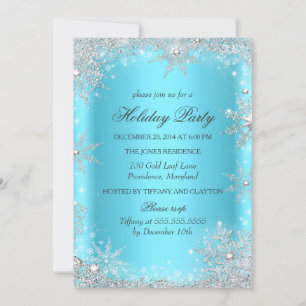 Convites Festa de Natal Blue Winter Wonderland
