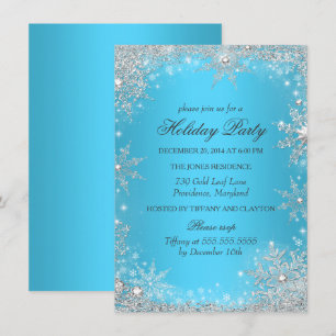 Convites Festa de Natal Blue Winter Wonderland
