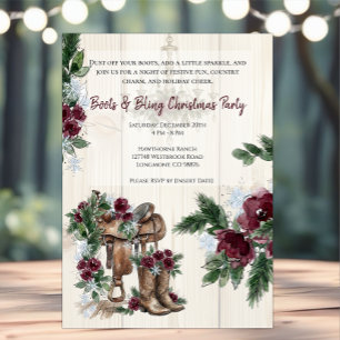 Convites Festa de Natal Boots & Bling