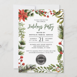 Convites Festa de Natal Botânica do Logotipo de Empresa Sim