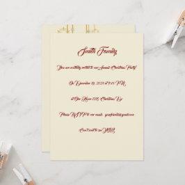 Convites Festa de Natal branca, Dourada e vermelha