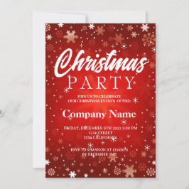 Convites Festa de Natal branca vermelha com floco de neve d