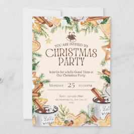 Convites Festa de Natal Brown and Cream Watercolor