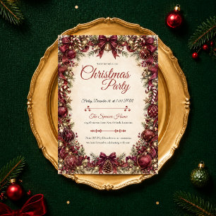 Convites Festa de Natal Burgundy Elegante