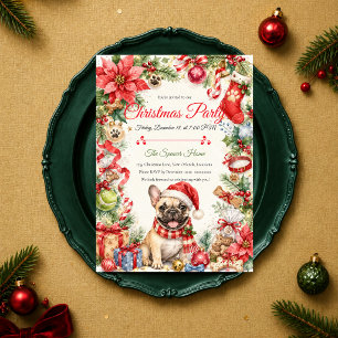 Convites Festa de Natal Caprichosa com Bulldog Francês