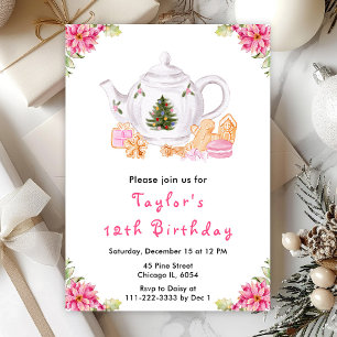 Convites Festa de Natal Chá de Aniversário Rosa