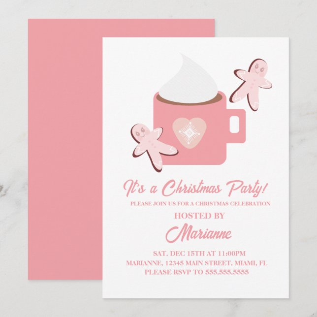 Convites Festa de Natal Chocolate Quente Pão de Mata (Frente/Verso)