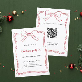 Convites Festa de Natal código QR desenhado à mão com laço