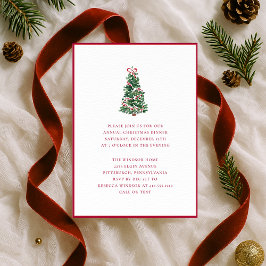 Convites Festa de Natal com Árvore de Natal em Aquarela Ele
