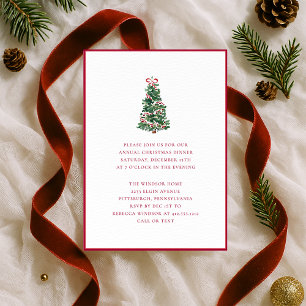Convites Festa de Natal com Árvore de Natal em Aquarela Ele